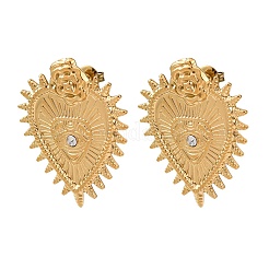 Valentine's Day 304 Stainless Steel Rhinestone Stud Earrings for Women&nbsp;LS-EJEW-L315-02G