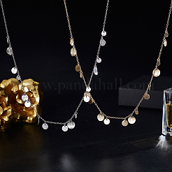 2Pcs 2 Colors Brass Disc Pendant Charms Making with Cable Chains&nbsp;NJEW-GA00002
