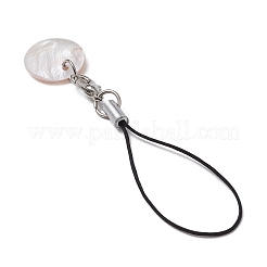 Flat Rould with Letter A~Z Natural Freshwater Shell Mobile Straps&nbsp;HJEW-JM01079