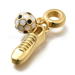 Brass White & Black Enamel Football Shoes European Dangle Charms&nbsp;KK-Z093-11G