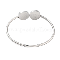 Tarnish Resistant 304 Stainless Steel Blank Bangle Bases with Flat Round Tray&nbsp;STAS-G337-01P