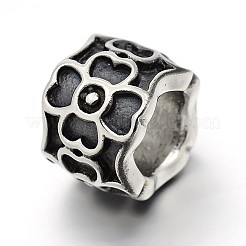 Mixed Styles Retro 304 Stainless Steel Big Hole Column Beads&nbsp;STAS-E086-32AS