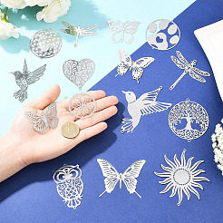 15Pcs 15 Styles 201 Stainless Steel Links Connector Charms&nbsp;STAS-YW0011-13