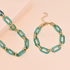 Plastic Oval Link Chain Necklaces & Bracelets Sets&nbsp;FS-WG8E7F5-01