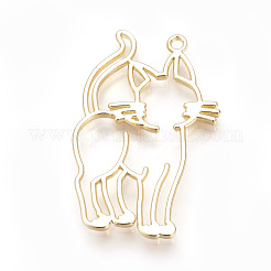 Rack Plating Alloy Kitten Open Back Bezel Big Pendants&nbsp;X-PALLOY-R099-17G-FF