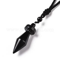 Gemstone Bullet Pendant Necklace with Nylon Cord for Women&nbsp;G-A210-03