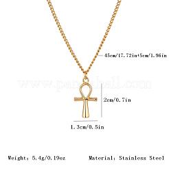 Religion 304 Stainless Steel Ancient Egyptian Ankh Cross Pendant Twisted Chain Necklaces&nbsp;SP7905-1