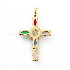 Rack Plating Brass Micro Pave Cubic Zirconia Pendants&nbsp;ZIRC-F129-32-G