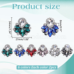12Pcs 6 Colors Glass Rhinestone Embroidery Sew on Ornament Accessories&nbsp;PATC-PH0001-82
