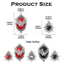 10Pcs 5 Styles Halloween Theme Alloy Resin Pendants&nbsp;FIND-YW0006-14