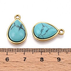 Synthetic Turquoise Teardrop Pendants&nbsp;STAS-N109-210C-G