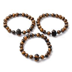 Natural Tiger Eye Beaded Stretch Bracelet for Women&nbsp;BJEW-A145-01E