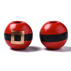 Painted Natural Wood European Beads&nbsp;WOOD-S057-035