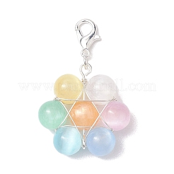 Flower Wire Wrapped Natural Selenite Beads Pendant Decoration&nbsp;HJEW-TA00222