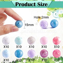 100Pcs 15mm Silicone Beads Multicolor Round Silicone Beads Kit Loose Bulk Silicone Beads for Keychain Making Necklace Bracelet Crafts&nbsp;JX325A