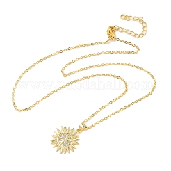 Brass Micro Pave Clear Cubic Zirconia Sun Pendant Necklaces for Women&nbsp;NJEW-S449-05A-G