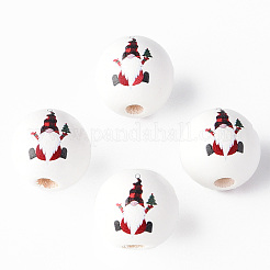 Painted Natural Wood Round Beads&nbsp;X1-WOOD-N006-177