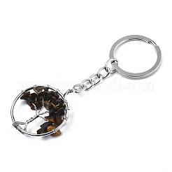 Natural Tiger Eye Chips Chakra Keychain&nbsp;G-N0326-003B