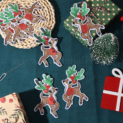 10Pairs Christmas Elk Computerized Embroidery Cloth Iron on/Sew on Patches&nbsp;DIY-CA0007-73