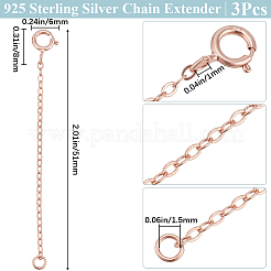 3Pcs 925 Sterling Silver Cable Chain Extender&nbsp;BJEW-BBC0003-32A
