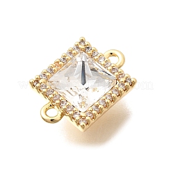 Brass Micro Pave Clear Cubic Zirconia and Glass Connector Charms&nbsp;KK-N289-15G