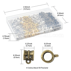 200Pcs 4 Colors Tibetan Style Alloy Tube Bails&nbsp;TIBE-FS0001-09