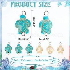 100Pcs 2 Colors Dyed Synthetic Turquoise Connector Charms&nbsp;PALLOY-AB00150