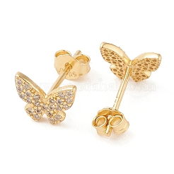 Clear Cubic Zirconia Butterfly Stud Earrings&nbsp;EJEW-G351-01G