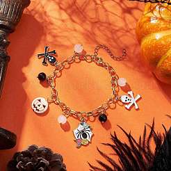 3Pcs 3 Styles Halloween Theme Alloy Enamel Charm Bracelets for Women&nbsp;BJEW-JB12110