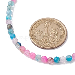 Faceted Round Natural Agate(Dyed & Heated) Beaded Necklaces for Women&nbsp;NJEW-JN04659-05