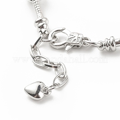 Alloy Heart Padlock and Skeleton Key Charm European Bracelet with Snake Chains&nbsp;BJEW-JB08043