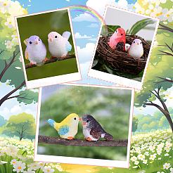 24Pcs 8 Colors Resin Birds Figurine Display Decorations&nbsp;DJEW-SP0001-16