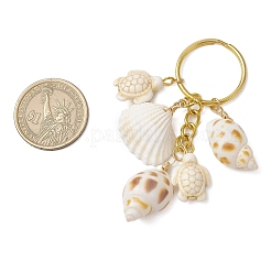 Ocean Style Natural Shell with Synthetic Turquoise Keychains&nbsp;KEYC-JKC01231-02