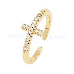Brass Micro Pave Cubic Zirconia Cuff Rings&nbsp;KK-H093-19G