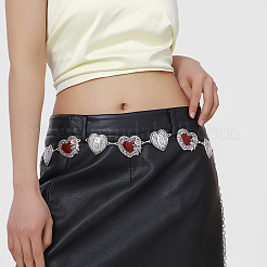 Rose Flower Dark Red Heart Virgin Mary Alloy & Epoxy Resin Link Chain Waist Belly Chains for Women&nbsp;FS-WG30022-01