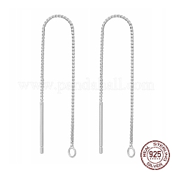 Anti-Tarnish Rhodium Plated 925 Sterling Silver Stud Earring Findings&nbsp;STER-E051-B-01P