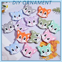 14Pcs 7 Styles Cat Head Silicone Focal Beads&nbsp;JX664A
