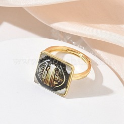 Brass Epoxy Cuff Open Rings for Women&nbsp;RJEW-K264-17G-02