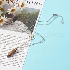 Bullet Faceted Natural Tiger Eye Pendant Necklace&nbsp;NJEW-JN03601-02