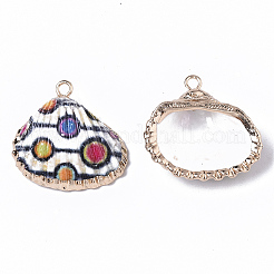 Electroplate Printed Natural Scallop Shell Pendants&nbsp;X-SSHEL-R047-04-A05