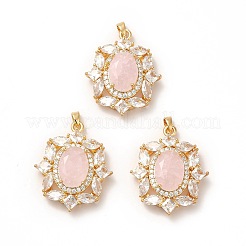 Rack Plating Brass & Crushed Ice Cut Cubic Zirconia Pendants&nbsp;KK-H438-06G