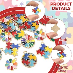 30Pcs 6 Styles Alloy Enamel Pendants&nbsp;ENAM-YW0009-22