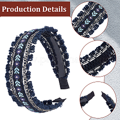 2Pcs 2 Colors Floral Hair Bands Embellishments for Women&nbsp;OHAR-CY0001-19B