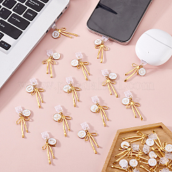 26Pcs 26 Styles Flat Round with Letter & Bowknot Zinc Alloy Enamel Mobile Dustproof Plugs&nbsp;HJEW-GA00054