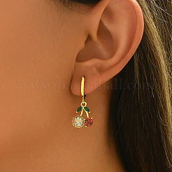 Brass Cubic Zirconia Cherry Hoop Earrings&nbsp;HQ2807