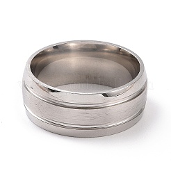 Non-Tarnish 201 Stainless Steel Double Grooved Finger Ring for Women&nbsp;RJEW-I089-01P