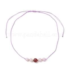 Round Natural Quartz & Carnelian Beaded Necklace & Bracelet & Dangle Earring Sets&nbsp;SJEW-JS01335