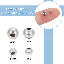 400Pcs 2 Style Round 304 Stainless Steel Spacer Beads&nbsp;STAS-UN0053-73