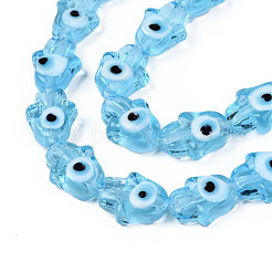 Handmade Evil Eye Lampwork Beads Strands&nbsp;LAMP-WH0006-06C