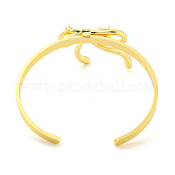Bowknot Rack Plating Brass Pave Clear Cubic Zirconia Open Cuff Bangles for Women&nbsp;BJEW-P322-08G